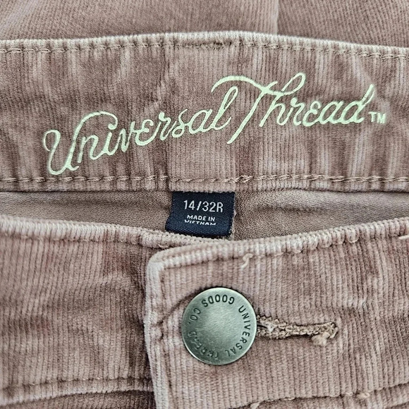 Universal Thread Skinny Ankle Corduroy Pants Dusty Rose Mid Rise - Picture 3 of 5